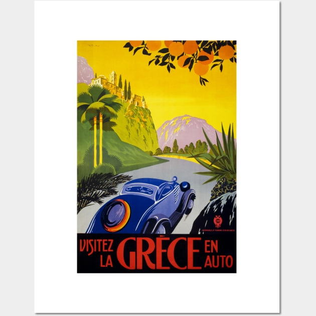 Vintage Travel Poster Greece Visitez la Grece en auto Wall Art by vintagetreasure